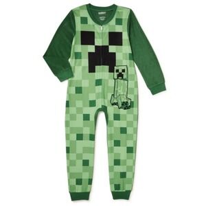 Minecraft Creeper Pajamas Boys Size 8 Green New One Piece Union Suit NWT